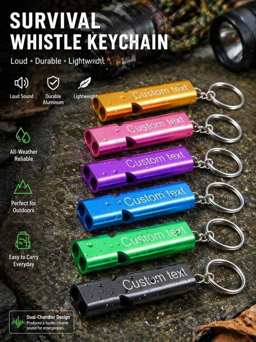 [Customized] Outdoor Functional Style Survival Whistle Keychain, High Decibel Dual-Tube Design, Customizable Name, Portable Hanging Clip, Camping Hiking Hunting Emergency Rescue, Referee Cheerleading Sports Training, Multi-Functional Portable Tool, Birthday Easter Personalized Gift, Unisex Suitable For Outdoor Adventure Backpack Key Ring Car Key Attachment, Loud Reminder Positioning, Rescue Backup, Student Sports Meet Command, Portable Space-Saving, Customized Name Identification Easy To Distinguish, Lightweight Durable Daily Commute Backup
