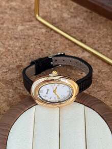 女款石英手錶，精緻小巧，適合日常配戴，生日/畢業禮物，休閒聚會 - 黑色 - 查看 5
