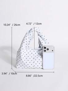 SCULPTEDSTYLE BAGS 1件夏季清新系列黑白配色圓點女款紋理時尚手工編織極簡手提包托特包，適合夏季通勤、購物、約會、下午茶 - 白色 - 查看 2