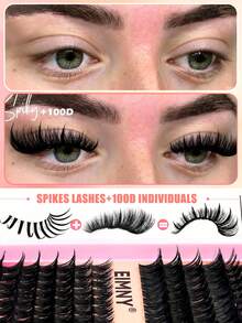 Eimny 699pcs Dense Pointed Cluster False Eyelashes Set, Anime Fox Eye Single Lash, D Curl Mixed Length 8-16mm, Large Capacity Soft Lightweight Long-Lasting DIY Eyelashes, Includes Full Tool Kit, Suitable For Party, Stage And All Occasion Makeup - Multicolor - View 6