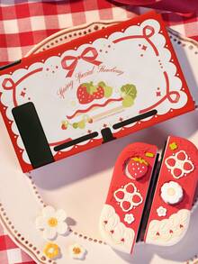 GeekShare Funda protectora de fresa y crema de primavera compatible con Switch con 2 tapas de agarre para pulgares - Multicolor - Ver 2