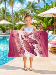 1 Peça Toalha de Praia Infantil com Estampa de Tartaruga Marinha Rosa, Cobertor de Praia Extra Grande de Microfibra Super Macia, Toalha de Banho Super Absorvente, Adequada para Viagem, Piscina, Mergulho, Surfe, Ioga, Camping, Disponível em Vários Tamanhos, Acessórios de Praia - Multicolorido - Visão 8