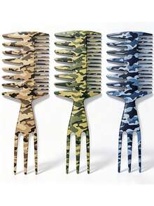 3-In-1 Fishbone Comb Men's Pompadour Styling Texturizing Comb Oil Head Comb Travel Essential For Barbershop & Home Hairdressing - Multicolor - View 6