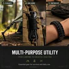 1 Buah Tali Lanyard 7 Inti Sepanjang 1220,47 Inci (31 Meter), Tali Perlengkapan Pengikat, Tali Penahan Tenda, Perlengkapan Serbaguna Luar Ruangan, Aksesoris Bertahan Hidup, Perlengkapan Berkemah, Tali Kepang DIY untuk Gantungan Kunci & Gelang, Pembuatan Alat - Hitam - View 3