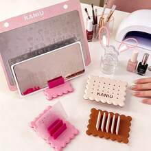 1pc Mini Desktop Nail Art Stamping Plate Storage Rack, Nail Sticker And Metal Plate Organizer, Nail Art Stamping Plate Display Stand, Multi-Compartment Nail Sticker Storage Box For Nail Salon - Multicolor - View 1