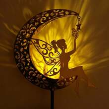 1/2 piezas Luces solares de jardín con estaca de hada de luna, luces decorativas LED de bola de vidrio agrietado para exteriores, luces solares impermeables para paisaje, adecuadas para patio, césped, terraza, camino y macizo de flores, decoración de jardín de hadas, regalo de decoración festiva - Lámpara de jardín de hadas - Ver 9
