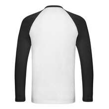 Fruit Of The Loom Mens Contrast Long-Sleeved Baseball T-Shirt - White/Black - View 2