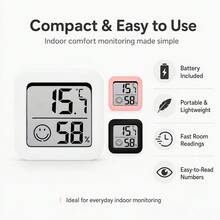 1pc/2pcs Mini Indoor Thermometer & Hygrometer, LCD Digital Temperature & Humidity Monitor, Suitable For Bedroom, Office, Greenhouse And Home Room Temperature & Humidity Monitoring, Battery Included - A - View 10
