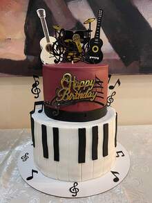 1 Set Music Cake Toppers, Musical Instruments And Notes Theme Cupcake Toppers, Suitable For Birthday, Musician Party, Welcome Party, Table Decor, Anniversary Supplies, Celebration Supplies, Theme Party Decoration - Multicolor - View 5
