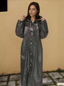 1pc EVA Reusable Rain Poncho, Essential For Outdoor Travel, Hiking, Camping And Daily Home Use. This Rain Jacket Covers The Whole Body - A - View 8