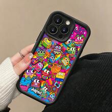 Fiesta de monstruos coloridos de Distrollerfunda de teléfono Fundas compatibles con ,Apple,VIVO,OPPO,,, y Honor.Fabricadas en silicona TPU,ofrecen protección contra golpes y caídas. - Negro - Ver 5