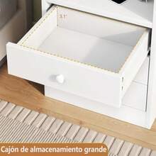 FL Mesita de NocheMesa Auxiliar con Estante de Almacenamiento y Estación de Carga Buros para Recamara con 3 Cajones Moderna Mueble para Recamara para Dormitorio Sala de Estar Blanco - como en la imagen - Ver 7