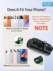 YLYP 5000mAh Portable Charger With Stand, Suitable For Type-C Phones, Super Compact Type-C Power Bank, Travel Essential, Plug-In Battery Pack, Travel Wireless Phone Charger For IPhone 17/17 Air/16/15 And Android Galaxy Phones - Recolor - View 6
