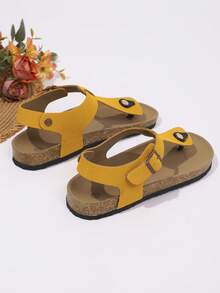 Europe And The United States Cork Bottom T-Pinch Casual Joker Open Toe Home Wear Dual-Purpose Word Drag Comfortable Sandals, Summer, Flip Flop - Mustard Yellow - View 6