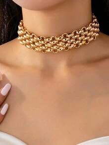 1 Gold Thick Chain Necklace For Teenagers - Multicolor - View 4