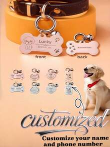 1pc Customized Pet Dog Tag Personalized ID Tag Anti-Lost ID Tag Custom Engraved Dog Necklace Bell Pendant Collar Cat Tag, Dog ID Tag, Cat ID Tag - Multicolor - View 7