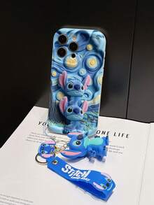 Disney Lilo And Stitch Phone Case : 3D Fluffy Pattern Border Protector Phone Soft Phone Case With A Free Cute Stitch Bracelet Chain Lanyard, Stitch, Lilo, Angel, For Apple 17 Promax 17 Pro 16 15 14 13 12 11 Pro Max XS Max X XR Soft Cover Summer Phone Case - 白色 - 查看 5