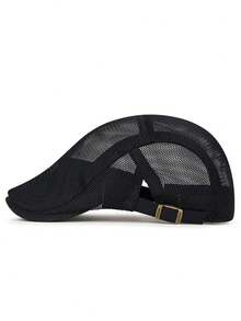 Boina casual de verano unisex de corte ajustado, gorra de repartidor de noticias de malla completa transpirable, sombrero de sol vintage británico - Multicolor - Ver 7
