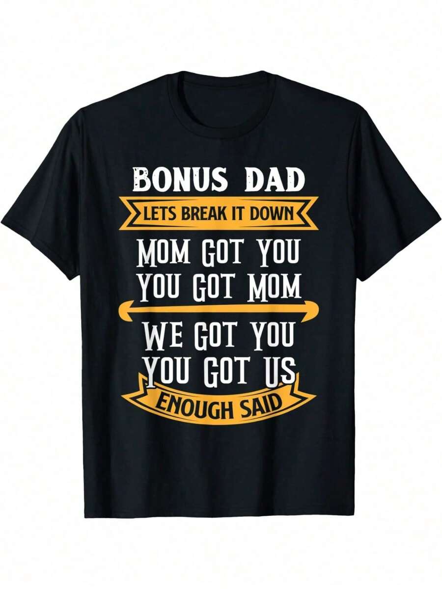 Camiseta Divertida para el Día del Padre: "Papá y Mamá Adicionales, Nos Tienen a Nosotros, Papá Adoptivo" MI2L - Negro - Ver 1