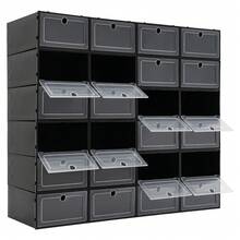24 Pack Shoe Boxes For Closet Fit, Need To Assemble, Stackable Shoe Storage Organizers With Lids Foldable Plastic Sneaker Containers Display Space Saving, 9.1 X 13 X 5.5 Inches (Multicolor) - Black - View 2