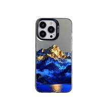Light Luxury Ins-Style Blue Mountain And River Scenery  17PM Phone Case With UV Painting, Customizable Design - Silver Casing - Black - ZJ4601 - View 6