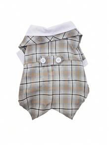 YOKLUN 1pc Pet Shirt, Cute And Charming, Comfortable To Wear, Matching Same Color Bow Tie, Suitable For All Seasons Pet Clothing, Fits Cats And Dogs, Can Be Given As A Holiday Gift - Khaki - View 5