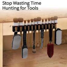 Soporte de pared para cepillos y estante colgante para herramientas, adecuado para garaje, estante de almacenamiento y organización de detalles, estante de almacenamiento de herramientas - Negro - Ver 5