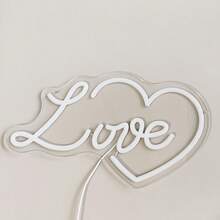 1 pieza Luz de Neón LED Romántica LOVE, Alimentada por USB, Corazón Montado en la Pared, Decoración Multiusos, Adecuada para Habitación, Fiesta, Boda, Bar - rosa - Ver 2