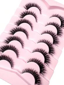 7 Paar neue Katzenaugen-Falschwimpern, natürliche & verlängernde transparente Bandwimpern, ausgestellte Enden zur Augenverlängerung, Kunstnerz-Wimpern, für Make-up - Schwarz - Übersicht 7