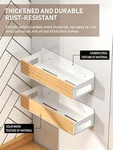 Magnetic No-Drill Refrigerator Storage Rack, Wall-Mounted Vertical Spice Rack, Strong Magnetic Easy Installation, Space-Saving Kitchen Storage Rack, Practical Home Accessory, Used For Storing Seasonings And Organizing Kitchen Countertop Space - White - View 6