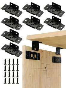 4/8/12 Sets Quick Install Furniture Connector Brackets, Durable Right Angle Corner Connectors, Stainless Steel Furniture Corner Connectors With Screws, Suitable For Drawers, Cabinets, Tables And Chairs - Multicolor - View 1
