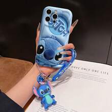 Disney Lilo And Stitch Phone Case : 3D Fluffy Pattern Border Protector Phone Soft Phone Case With A Free Cute Stitch Bracelet Chain Lanyard, Stitch, Lilo, Angel, For Apple 17 Promax 17 Pro 16 15 14 13 12 11 Pro Max XS Max X XR Soft Cover Summer Phone Case - 白色 - 查看 1