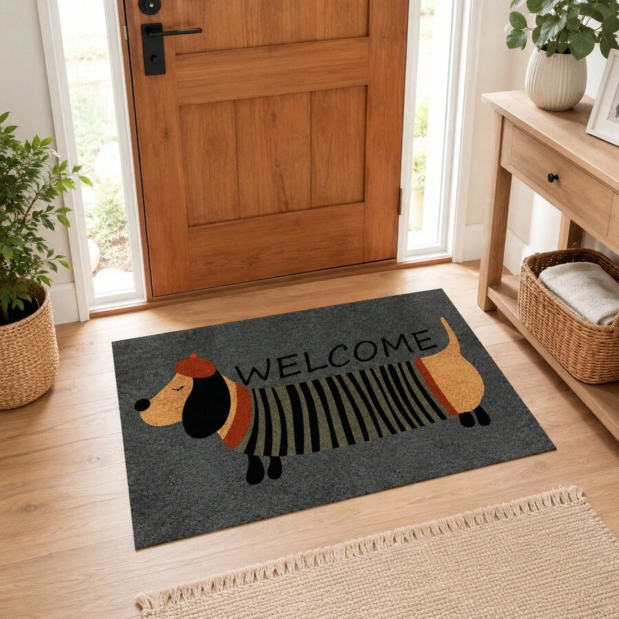 1PC Cartoon Dog Welcome Doormat, Small Rug, Welcome Mat, Carpet, Floor Mat, Outdoor Doormat, Kitchen Rug, Home Decor, Front Door Mat, Area Small Rug, Outdoor Mat, Home Decor, Area Rug, Garden Rug, Washable Rug, Plush Rug, Thickened Rug, Thick Rug, Furry Rug, Autumn/Winter Rug