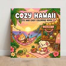 1pc Warm Hawaiian Coloring Book, Tropical Beach Theme, 24 Pages Thick Paper, Featuring Beautiful Tropical Landscapes, Palm Trees, Ocean Views, Beach Leisure, Cozy Island Life And Cute Summer Scenes, Perfect For Beginners, Ideal For Relaxing Coloring Or As A Birthday, Holiday Party Gift! Art Supplies/Cozy Summer Aesthetic/Coloring Book - Warm Hawaiian Coloring Book - View 7