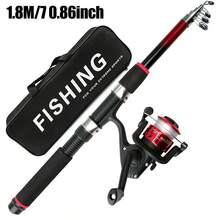 1.8m Telescopic Fishing Rod Set, Equipped With Pre-Installed Line 5.2:1 Spinning Reel, Portable Storage Bag, Ultra-Lightweight Foldable Freshwater Fishing Rod, Suitable For Outdoor Camping, Lakes And Ponds, Beginner Fishing Gift - Red - View 10