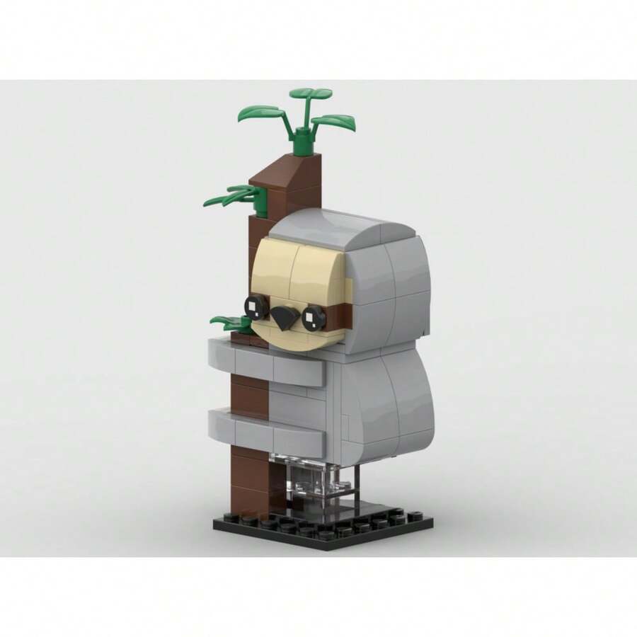 Sloth Climbing Tree Building Block Model, MOC Interlocking Set, Creative STEM Building Blocks - DIY Home Decor Desktop Ornament, Suitable As Christmas, Holiday Or Birthday Gift For Boys And Girls Aged 6 And Above