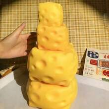 Juguete de estrés realista de queso grande para apretar, bola de tofu creativa de rebote lento, bola de alivio de presión portátil, regalo de broma divertido para adultos, juguete de apretar novedoso para adultos, regalo perfecto de cumpleaños o festivo, queso blando - Multicolor - Ver 2