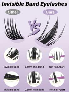 ELAE Lash Clusters Manga DIY Lash Extension Anime Eyelash Clusters 10-14mm Spiky Individual Eye Lashes Wispy False Eyelashes D Curl Cosplay Doll Cluster Eyelash Extensions Super Thin Band - 貓精靈假睫毛 - 查看 4