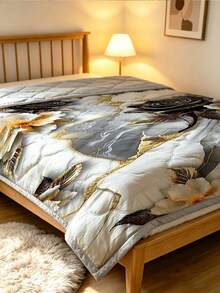 1pc Large Floral Pattern Marble Texture Summer Cooling Quilt, Suitable For Spring/Summer Decoration, Soft Bedding Set, Perfect For Graduation/Vacation/Birthday/Back To School Decor, Room Decor, Home Decor, Bedroom Decor, Dorm Decor And Father's Day Gift - Multicolor - View 10