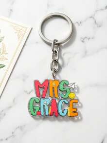 Customized Teacher Name Badge Scroll-Style Personalized ID Holder, Keychain, Fridge Magnet, Teacher Gift, Student Appreciation Gift, Back To School Teacher Exclusive Gift, Customized Wildflower Wooden Gift, Also Perfect For Women, Boyfriend, Girlfriend, Family Or Friends, Cute Retractable Badge Holder Designed For Nurses, Teachers, Students And Office Workers - H-custom Letter Accessories - View 5