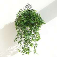 1pc Mandala Potted Plant Outdoor Hanging Greenery Vine Decoration For Fence, Patio, Study Room, High Quality Artificial Potted Plant - Army Green - View 9