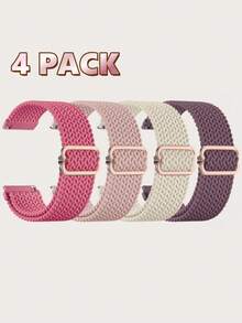 4 paquetes de correa de nailon trenzado de 20mm compatible con Samsung Galaxy Watch 4 5 6 7 FE 40mm 44mm/4 6 Classic 42mm 46mm 43mm 47mm/5 Pro 45mm/3 41mm/Active 2 - 20mm - Ver 12