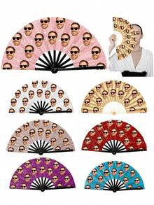 Customized Photo Print Handheld Fan - Personalized Glitter Bamboo Folding Fan. Fun Accessory For Birthday And Bachelorette Parties - Multicolor - View 5
