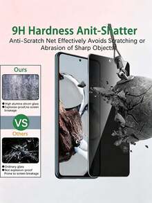 3pcs Phone Privacy Tempered Glass Screen Protector, Anti-Peeping Black Protective Film, Scratch-Resistant, Compatible With Phone Case, Bubble-Free, Easy Installation - Black - View 2