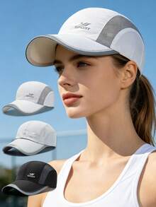 1 pieza Gorra de béisbol con estampado de letras deportivas en lámina, de secado rápido, malla transpirable y protección solar, adecuada para deportes al aire libre, senderismo, escalada - Gorra de béisbol transpirable y de secado rápido - Ver 1