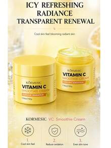 1pc 50G Vitamin C/Salicylic Acid/Niacinamide Facial Smoothing Cream, Cooling Oil Control, Improves Skin Roughness, Radiance, Brightens Skin Tone, Soothes And Repairs Skin Barrier - Smoothie - View 2
