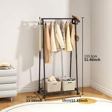 Thickened Sturdy Floor Drying Rack, Coat Rack With Universal Wheels Movable Clothes Rack, Bedroom With Storage Shelf, Strong Load-Bearing And Space-Saving - Single and Double Clothes Hangers - View 12