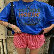 Heartfelt Daily Casual Graphic T-Shirt 100% Cotton Oversized Soft Breathable Casual Crewneck Short Sleeve Top Cute Aesthetic Daily Wear For Casual Wearers Fashion Lovers Daily Outfit Enthusiasts Gift Givers - 藍色 - 查看 18