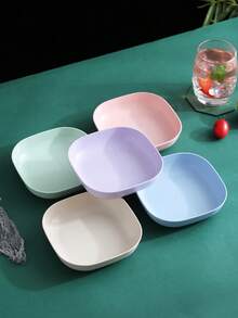 1/11pcs,Plastic Tableware Set Featuring 10 Plates And A Storage Stand; Suitable For Fruit, Snacks, And Breakfast. Durable, Shatter-Resistant, And Reusable-Ideal For The Kitchen, Camping, Picnics, And Family Gatherings. A Kitchen Essential. - Multicolor - View 10