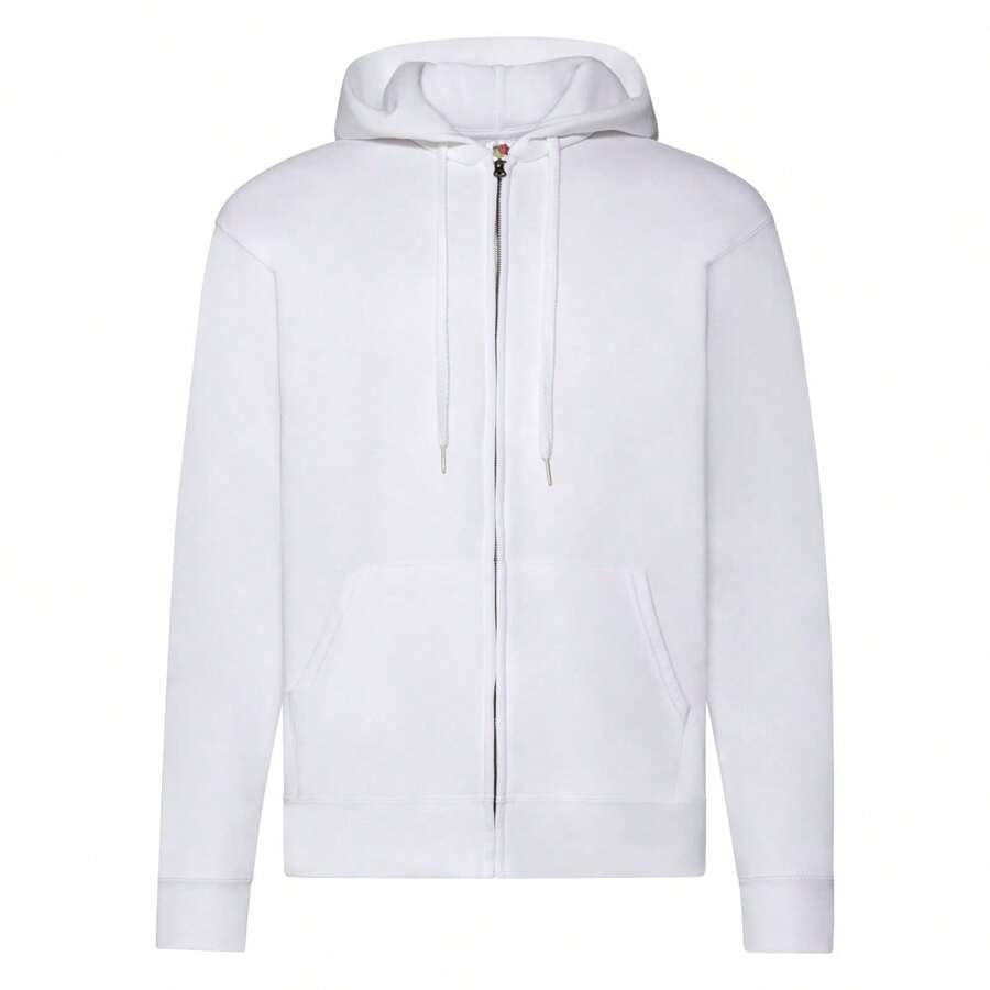 Fruit Of The Loom Mens Hooded Zip Sweatshirt Front Pouch Pockets 5szs - White - View 1